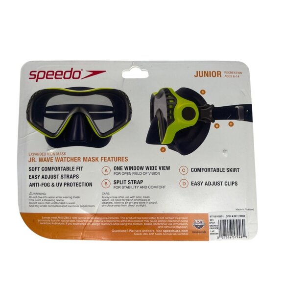 Speedo Junior Wave Watcher Mask Ages 6-14 Adjustable Straps Anti-Fog New - Picture 2 of 10